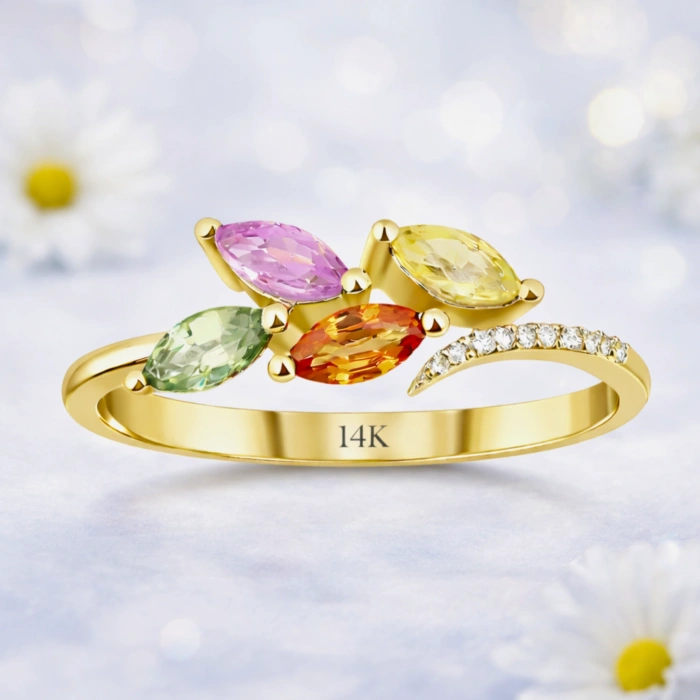 0.73 Karat Pırlanta Markiz Kesim Yüzük, Doğal Renkli Taşlı Yüzük