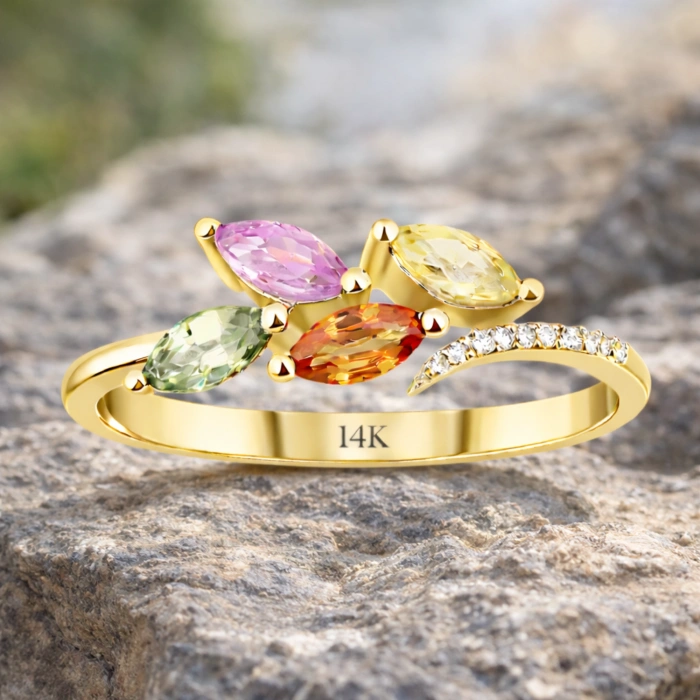 0.73 Karat Pırlanta Markiz Kesim Yüzük, Doğal Renkli Taşlı Yüzük