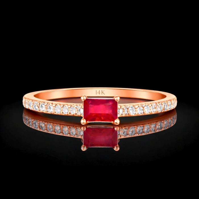 0.36 Karat Baget Kesim Yakut Pırlanta Yüzük, Yarım Tur Sonsuzluk Yüzük