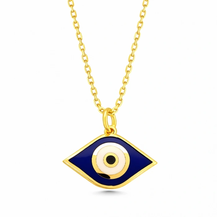 14 Ayar Altın Mavi Göz Nazar Kolye