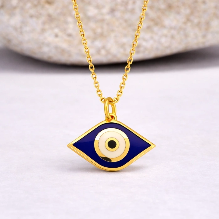 14 Ayar Altın Mavi Göz Nazar Kolye