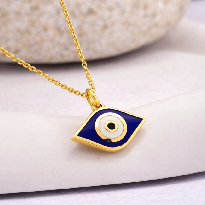 14 Ayar Altın Mavi Göz Nazar Kolye