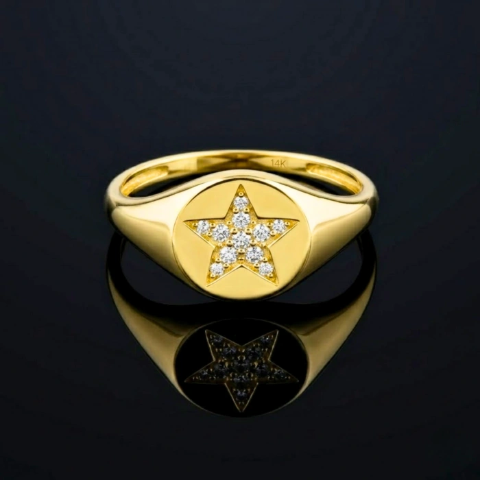 14K Solid Gold Star Ring