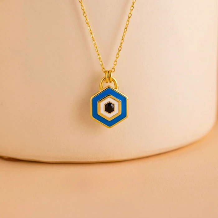 14 Ayar Altın Nazar Kilit Kolye