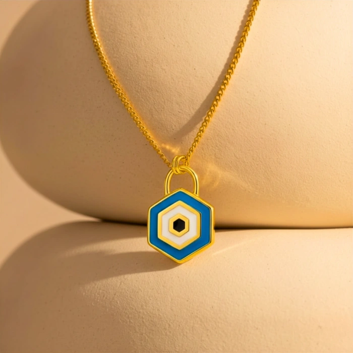 14 Ayar Altın Nazar Kilit Kolye