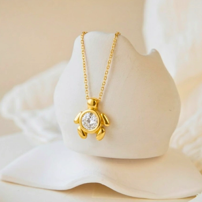 14 Ayar Altın Kaplumbağa Kolye