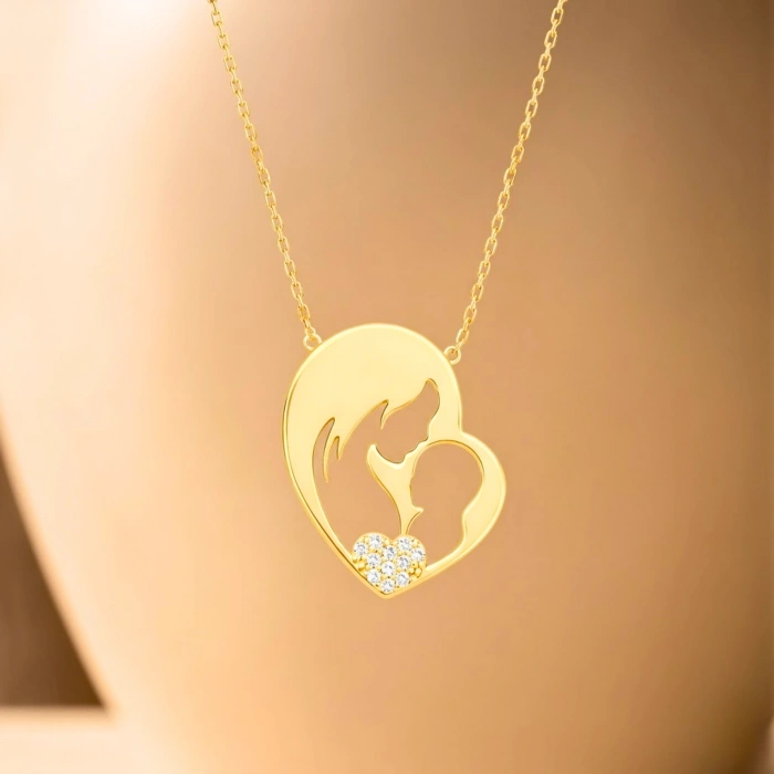 14K Altın Anne ve Bebek Kolye, Anne Takıları, Kadınlar için Zarif Kolyeler, Çocuk Kolye