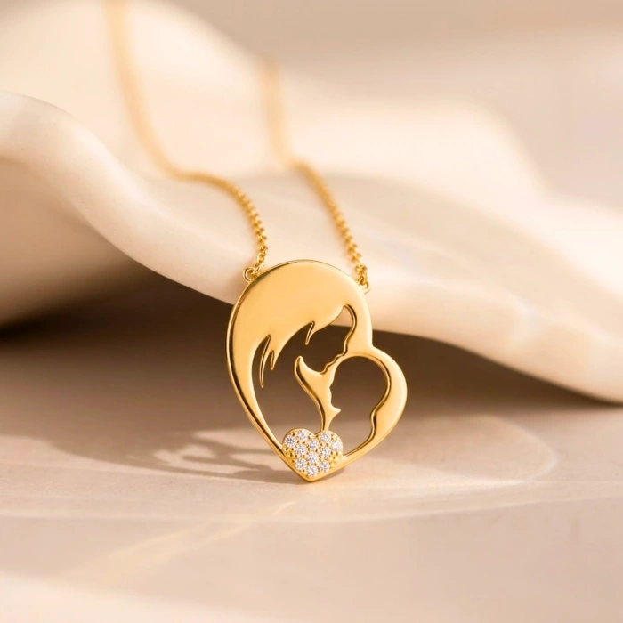 14K Altın Anne ve Bebek Kolye, Anne Takıları, Kadınlar için Zarif Kolyeler, Çocuk Kolye