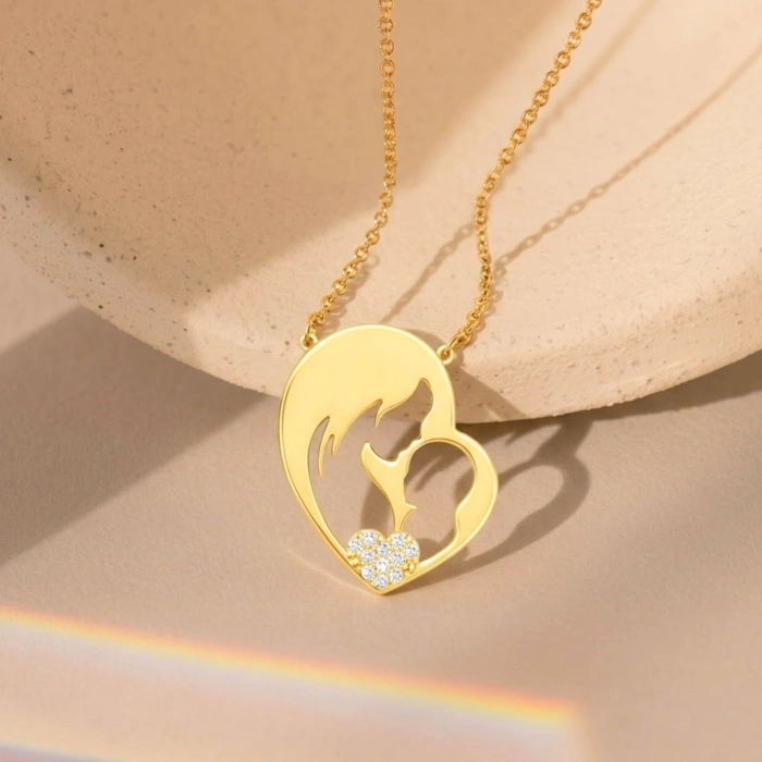 14K Altın Anne ve Bebek Kolye, Anne Takıları, Kadınlar için Zarif Kolyeler, Çocuk Kolye