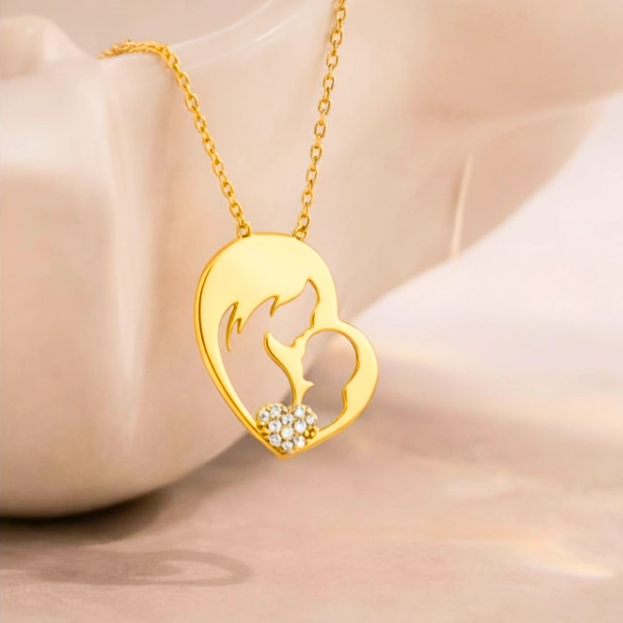 14K Altın Anne ve Bebek Kolye, Anne Takıları, Kadınlar için Zarif Kolyeler, Çocuk Kolye