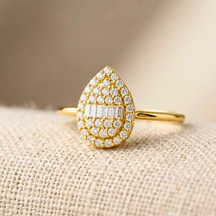 14K Gold Baguette Ring – Minimalist Wedding Band & Elegant Engagement Ring