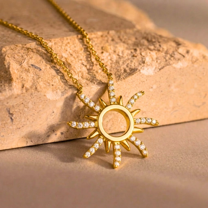 14 Ayar Altın Zarif Güneş Kolye
