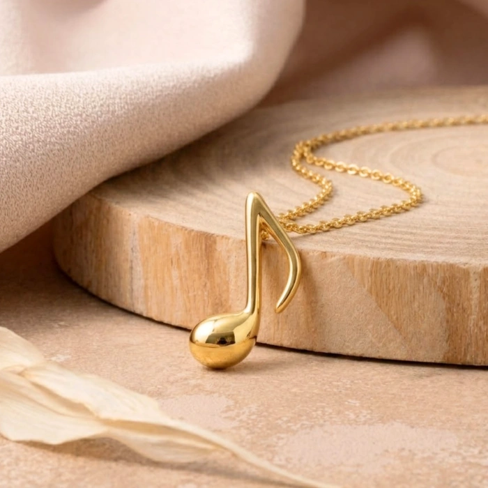 14K Gold Music Note Necklace