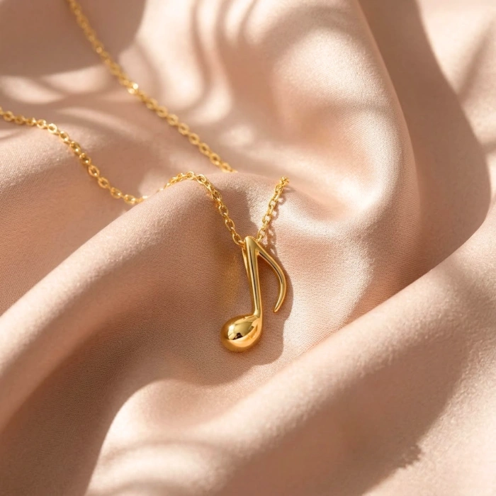 14K Gold Music Note Necklace