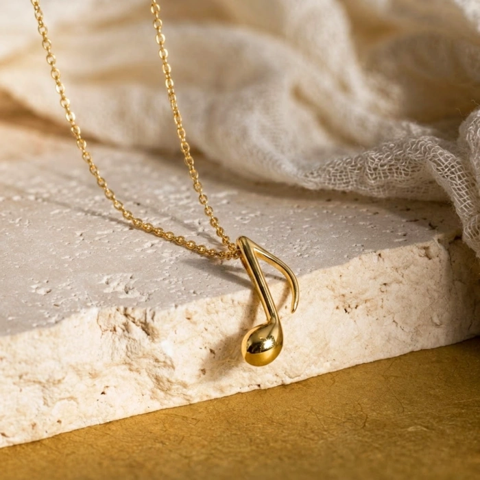 14K Gold Music Note Necklace