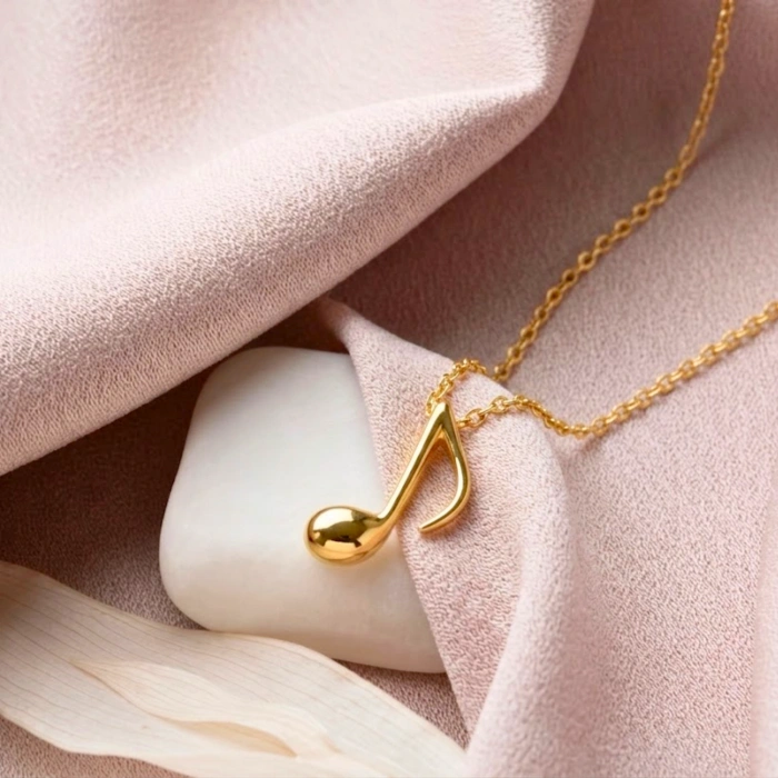 14K Gold Music Note Necklace