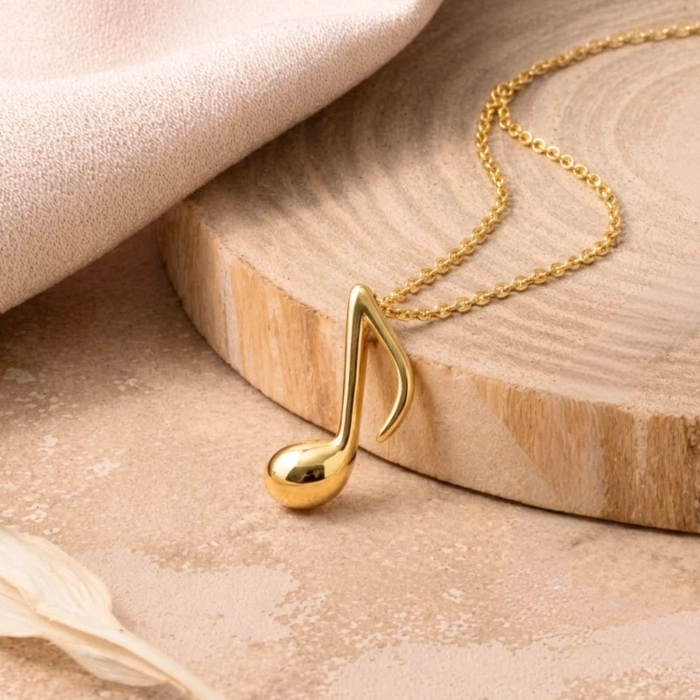 14K Gold Music Note Necklace