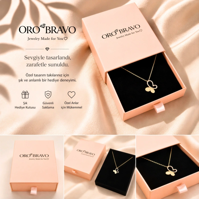 14 Ayar Altın Kutup Yıldızı Safir Kolye