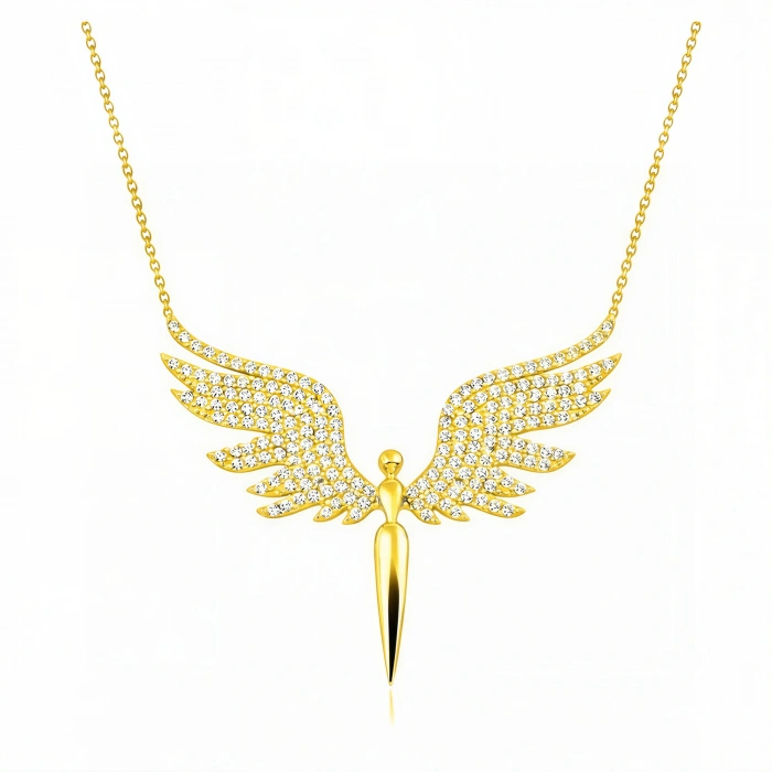 14 Ayar Altın Melek Kolye – Zarif Peri ve Anlamlı Tasarım