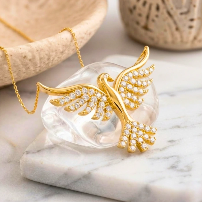 14 Ayar Altın Anka Kuşu Kolye