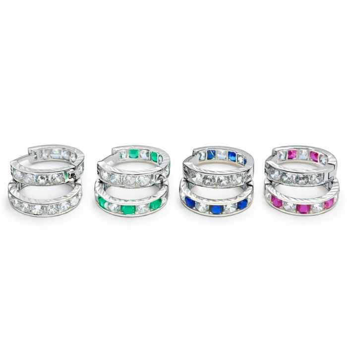 14 Ayar Altın Renkli Taşlı Halka Küpe