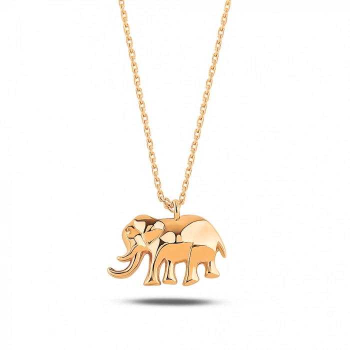 14K Solid Gold Tiny Elephant Necklace