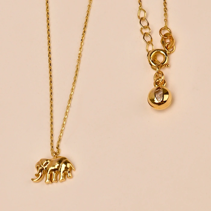14K Solid Gold Tiny Elephant Necklace