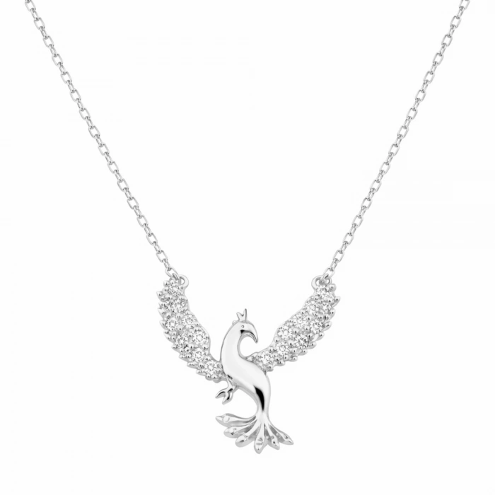 14 Ayar Altın Zirkon Taşlı Anka Kuşu Kolye