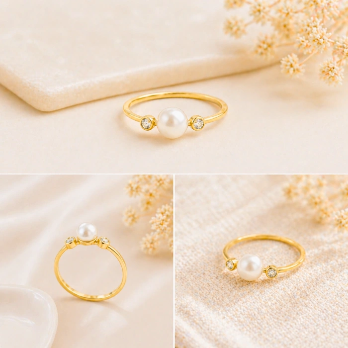 14K Gold Solitaire Pearl Ring