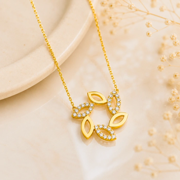 14K Solid Gold Windmill Necklace