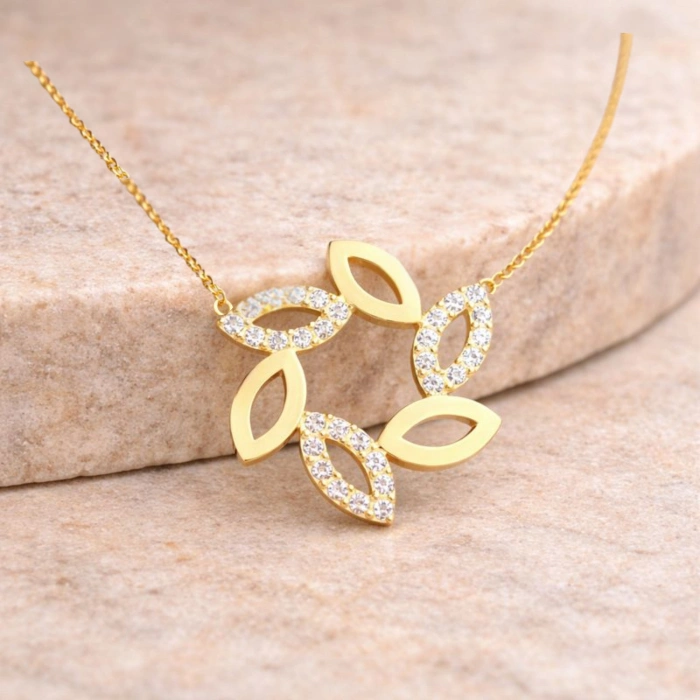 14K Solid Gold Windmill Necklace