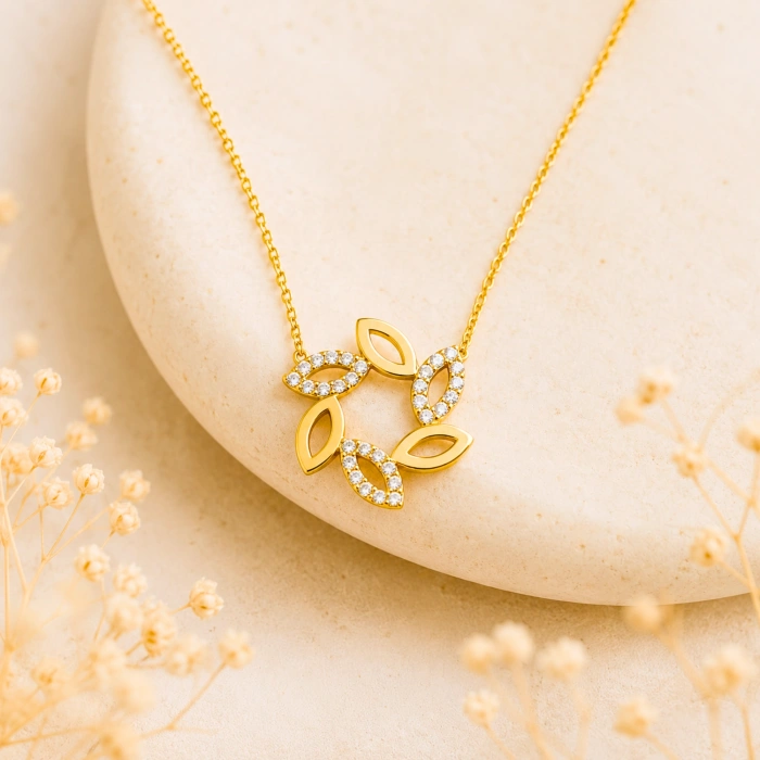 14K Solid Gold Windmill Necklace