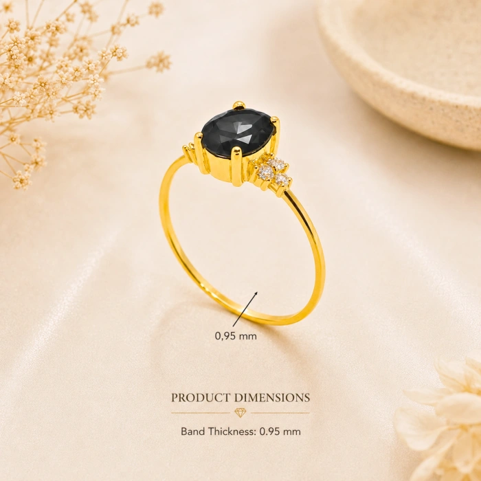 14K Solid Gold Midnight Black Onyx Ring