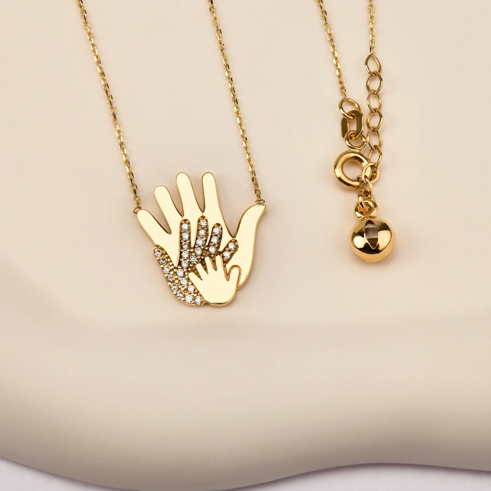 14K Solid Gold Hand Necklace