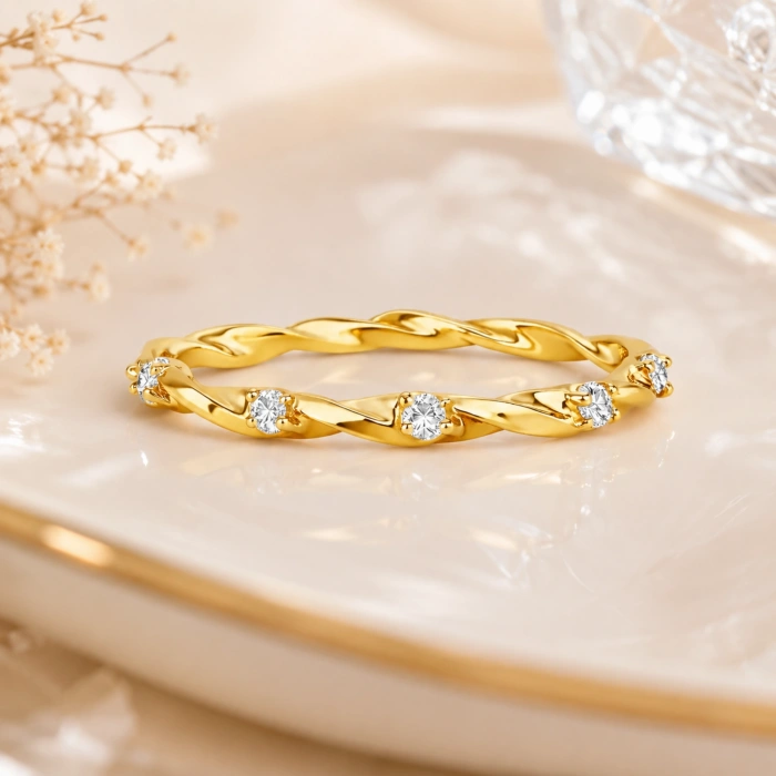 0.11 Karat Pırlanta Sonsuzluk Spiral Yüzük