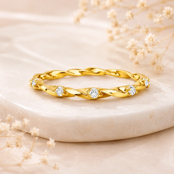 0.11 Karat Pırlanta Sonsuzluk Spiral Yüzük