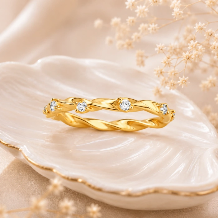 0.11 Karat Pırlanta Sonsuzluk Spiral Yüzük