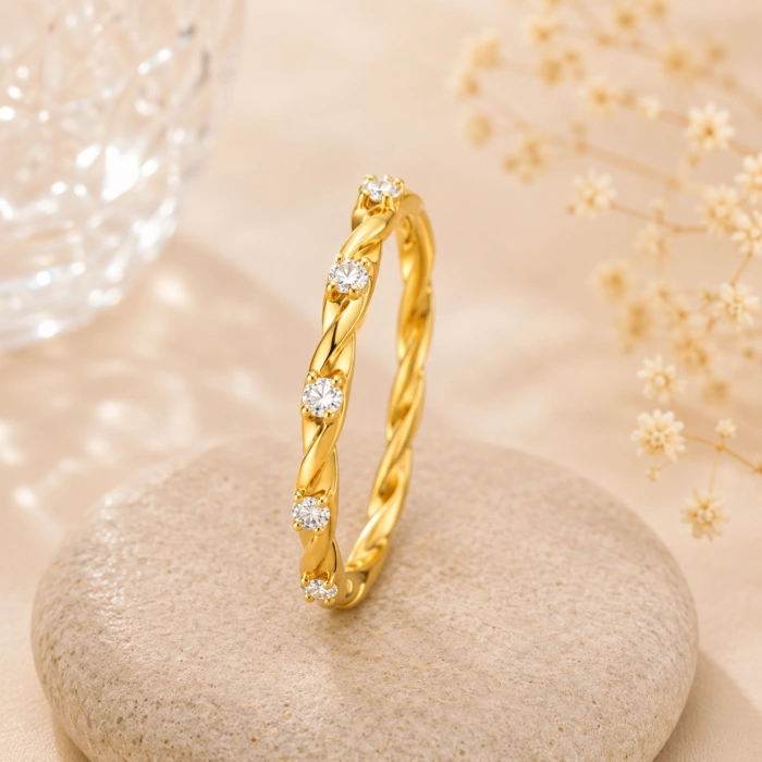 0.11 Karat Pırlanta Sonsuzluk Spiral Yüzük