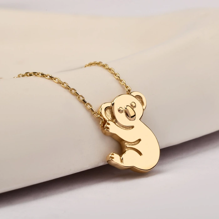 Cute Tiny Koala Gold Necklace, 14K Gold Bear Necklace, Australian Animal Jewelry Gift