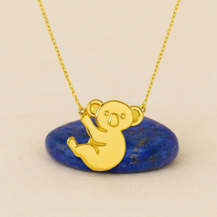 Cute Tiny Koala Gold Necklace, 14K Gold Bear Necklace, Australian Animal Jewelry Gift