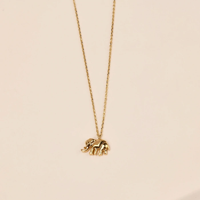 14K Gold Tiny Elephant Necklace, Baby Animal Necklace, Cute Mini Gold Jewelry