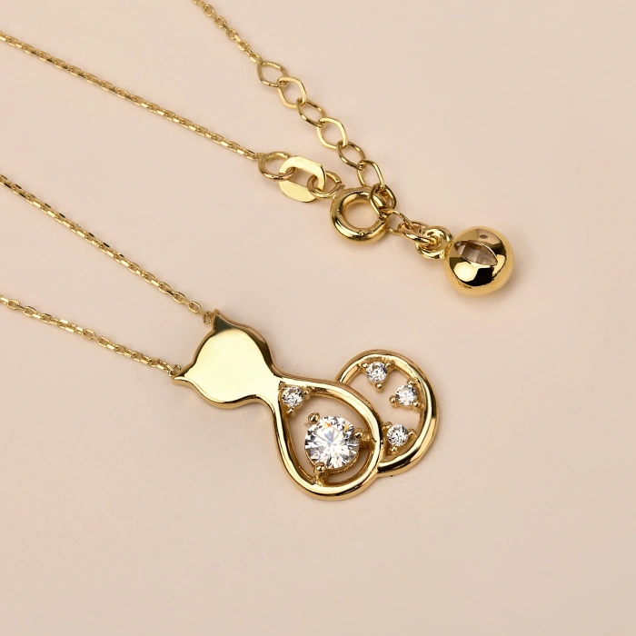 Tiny Kitten Gold Necklace, 14K Gold Kitten Necklace, Cute Gold Jewelry