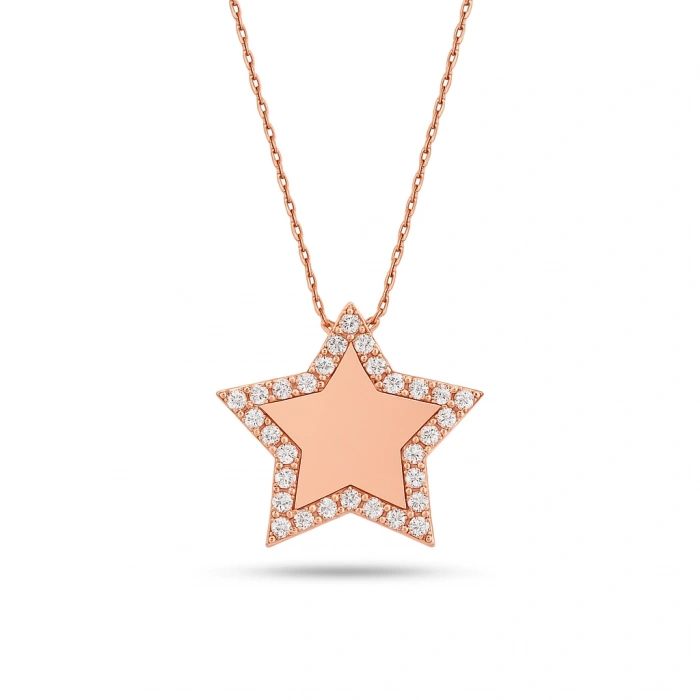 14K Solid Gold Star Necklace, Custom Gold Jewelry, Personalized Name Necklace