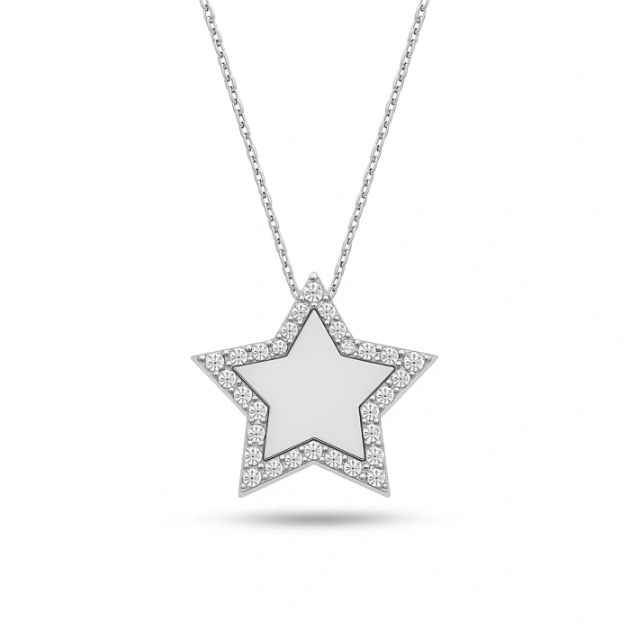 14K Solid Gold Star Necklace, Custom Gold Jewelry, Personalized Name Necklace
