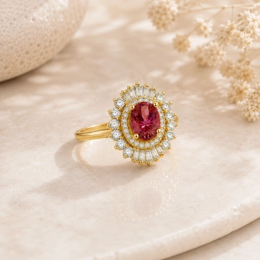 1.33 Carat Tourmaline Diamond Ring