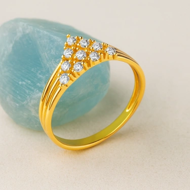 14 Ayar Altın Üçgen Yüzük, Geometrik Alyans Yüzük