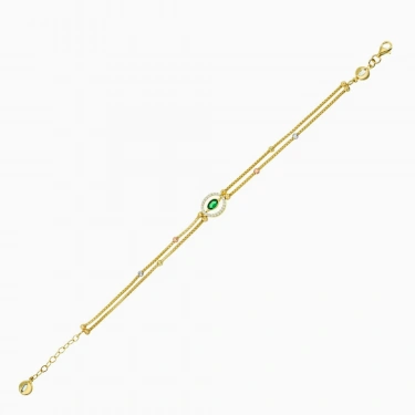 14K Gold Dorika Green Emerald Bracelet