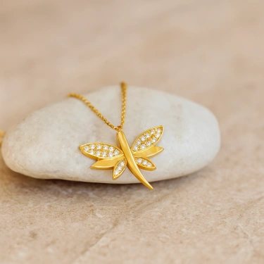 14 Ayar Altın Yusufçuk Şans Kolye