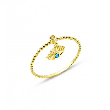 14 Ayar Altın Sallantılı Göz Yüzük, Turkuaz Sarmal İnce Yüzük, Minimal Renkli Taşlı Yüzükler