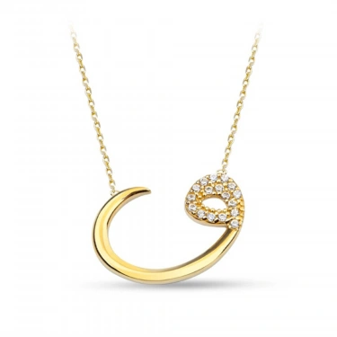 14 Ayar Altın Vav Kolye, Ayetel Kursi, ALLAH Kolye, Elif Ba Kolye